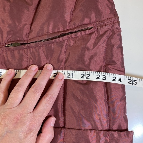 EDDIE Bauer Puffer Vest Quilted Goose Down Fur Collar Dusty Pink Size M - Picture 13 of 15